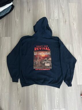 Treaty Oak Revival Graphic Hoodie - Navy with Red Print